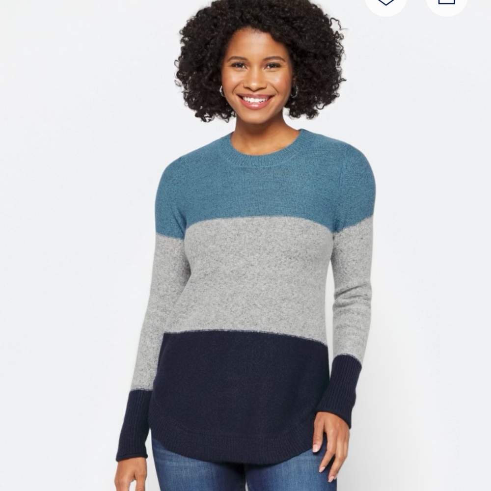 Stitch Fix Women's Colorblock Sweater - Teal, Gray, and Navy
